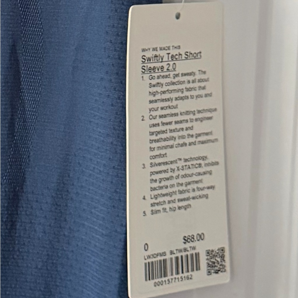 Lululemon Swiftly Tech Short Sleeve 2.0 Slate Blue Size 0 NWT - Picture 2 of 3